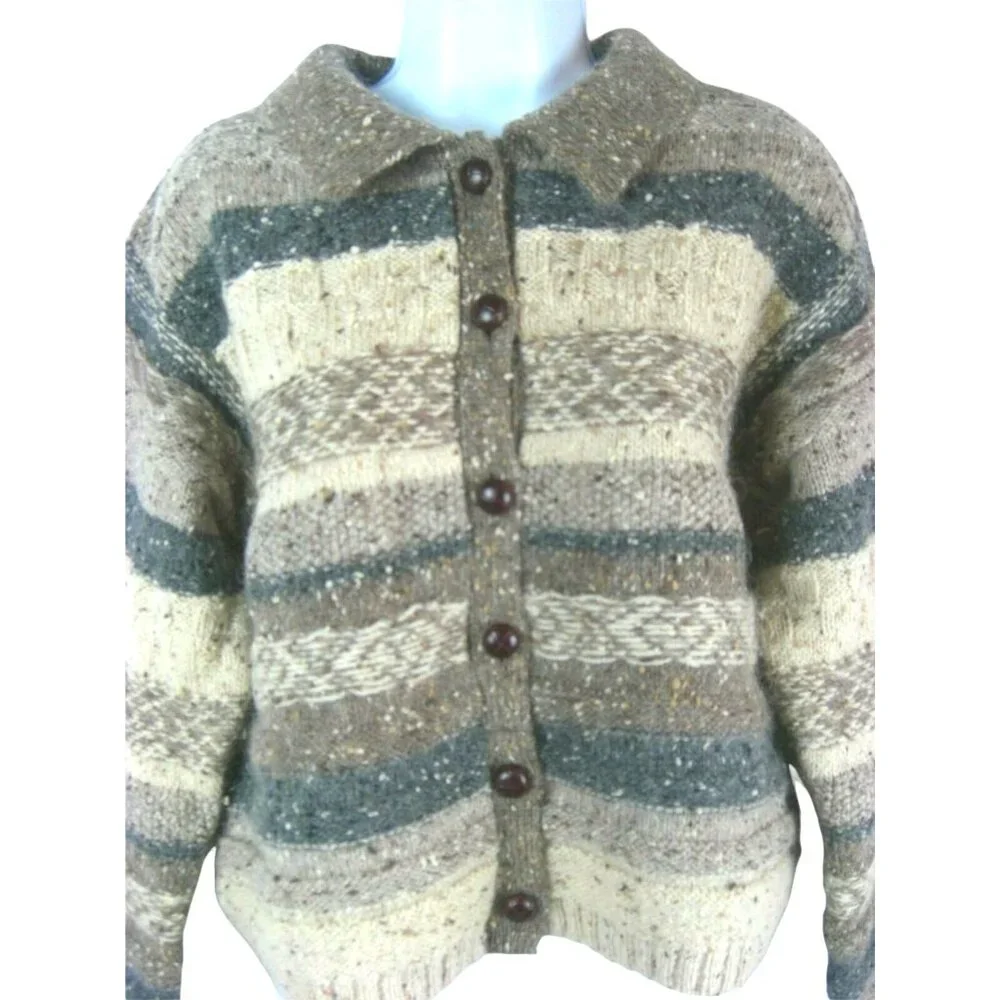 Vintage Y2K Gap Preppy Cardigan Sweater Medium Lambswool Mohair Multicolor - Picture 1 of 8
